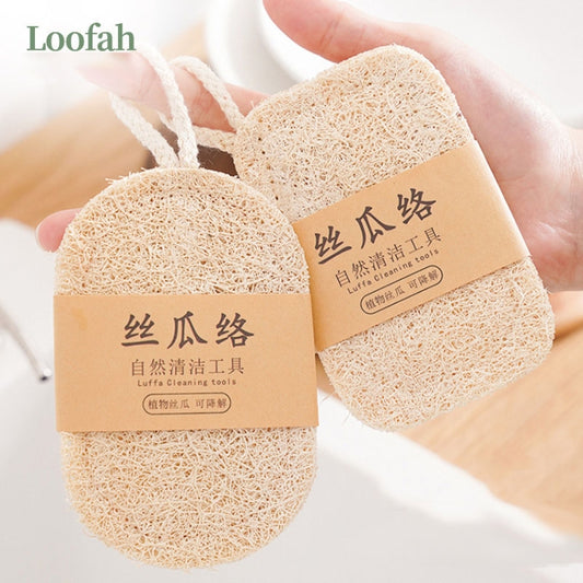 Natural Loofah Dishwashing Brush Dishwashing Tool Loofah Rag Brush, Style: Hard Square(Cowhide Paper) by bashfashion