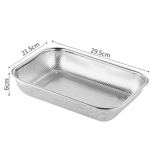 Kitchen Sterilization Cabinet Cutlery Organizer Household Stainless Steel Drainage Tray, Model: Perforated Rectangular Basket Meidum by bashfashion