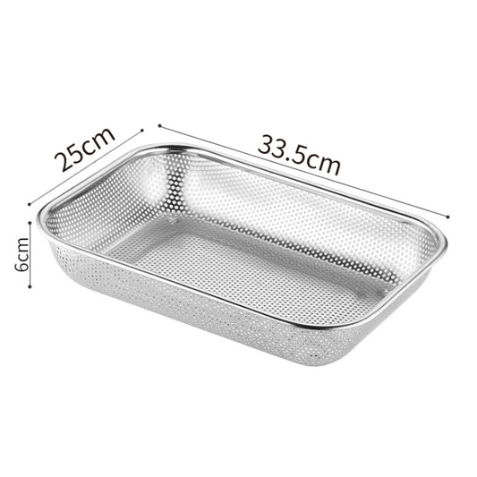 Kitchen Sterilization Cabinet Cutlery Organizer Household Stainless Steel Drainage Tray, Model: Perforated Rectangular Basket Large by bashfashion