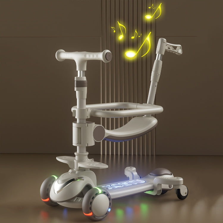 XOEYU K8 Multifunctional Adjustable Folding Children Scooter with Music and Lights, Color: Single Coffee by XOEYU