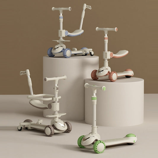 XOEYU K8 Multifunctional Adjustable Folding Children Scooter with Music and Lights, Color: 3-in-1 Green by XOEYU