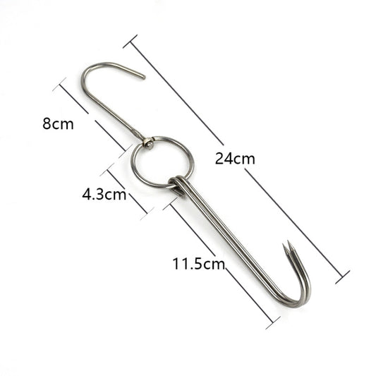 Stainless Steel Double Ring Duck Cooker Hanger Outdoor Barbecue Hanging Hook Stand, Specs: 3 Centi Small Ring 23cm by bashfashion