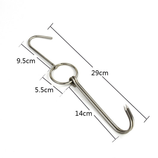 Stainless Steel Double Ring Duck Cooker Hanger Outdoor Barbecue Hanging Hook Stand, Specs: 4 Centi Steel Thick Long 28.5cm by bashfashion