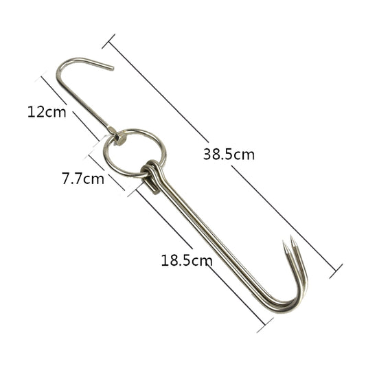 Stainless Steel Double Ring Duck Cooker Hanger Outdoor Barbecue Hanging Hook Stand, Specs: 6 Centi 8 Inch Wax Ring 39cm by bashfashion