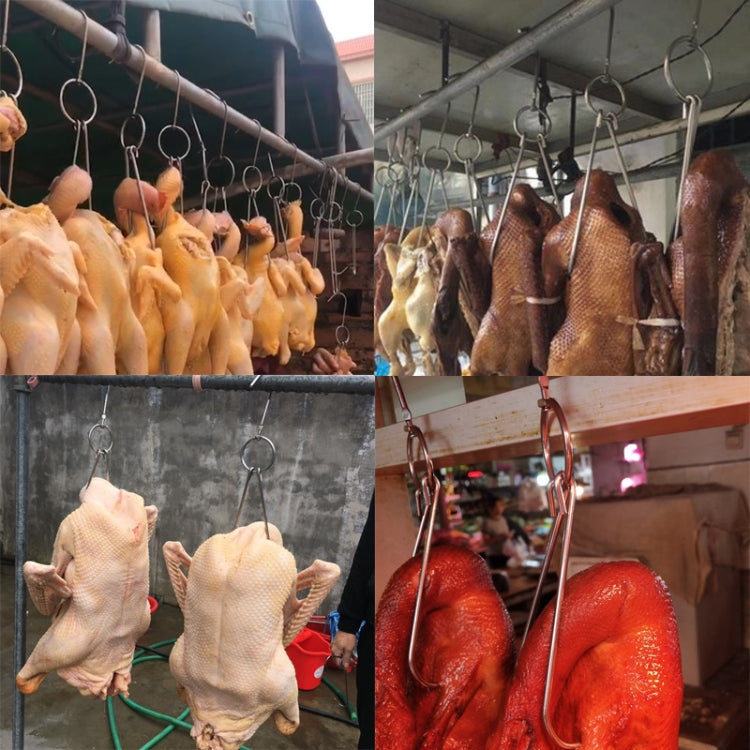 Stainless Steel Double Ring Duck Cooker Hanger Outdoor Barbecue Hanging Hook Stand, Specs: 4 Centi Steel Thick Short 24cm by bashfashion