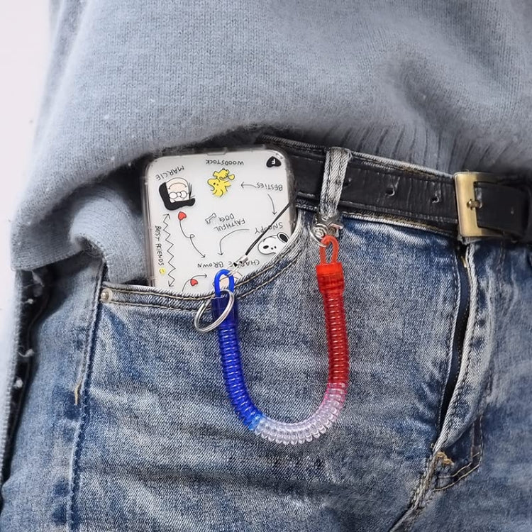 5pcs Spring Key Rope Plastic Keychain Environmentally Friendly Elastic Chain(Black) by bashfashion