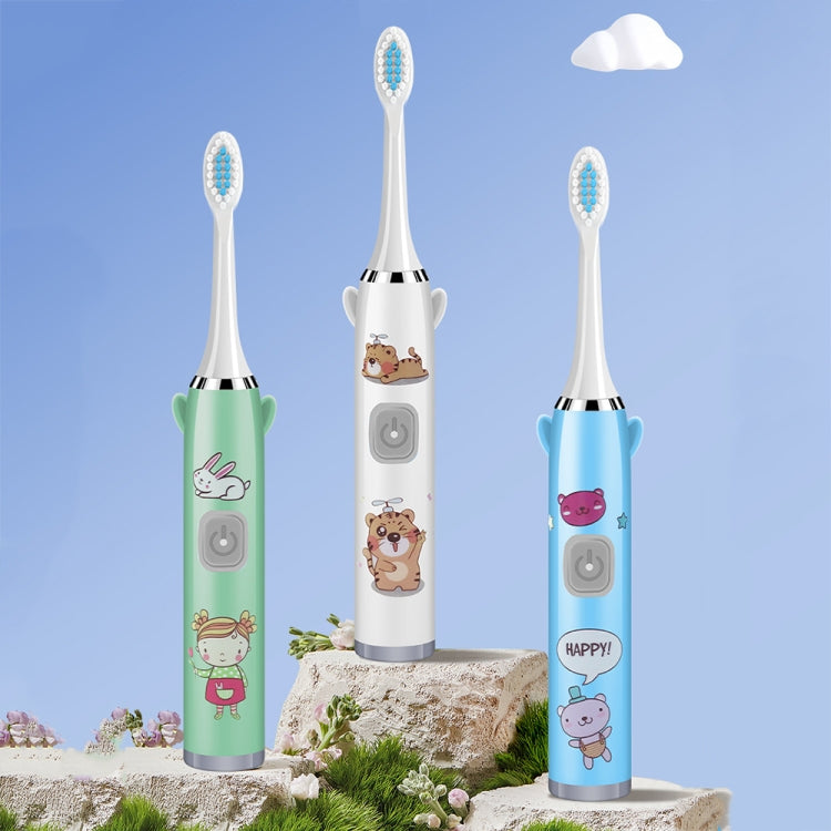 USB Charging Fully Automatic Ultrasonic Cartoon Children Electric Toothbrush, Color: Pink with 1 Head by bashfashion