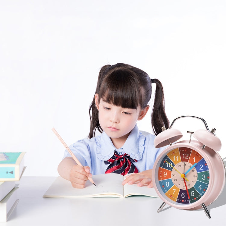 4 inch Early Learning Dual Ring Round Alarm Clock Student Bedside Metal Alarm Bell(Pink) by bashfashion