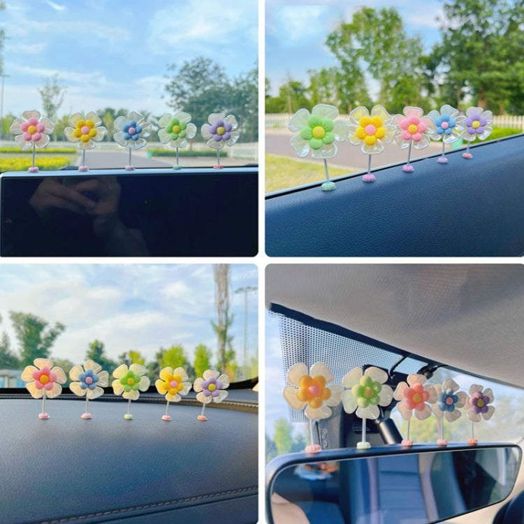 5pcs /Set Cute Cartoon Flower Car Shaking Ornament Car Dashboard Decoration, Style: Green Leaf Transparent by bashfashion
