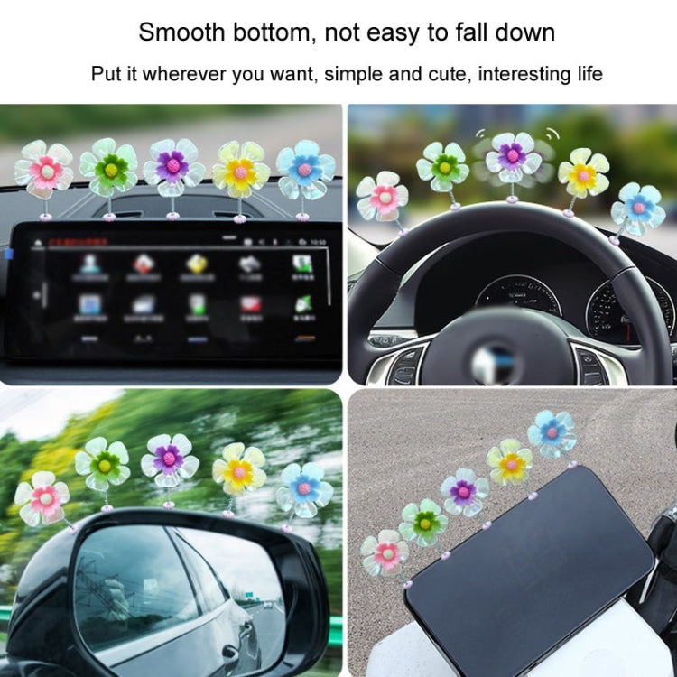 5pcs /Set Car Shaking Flower Ornament Simulated Small Flower Car Interior Decoration(Green) by bashfashion