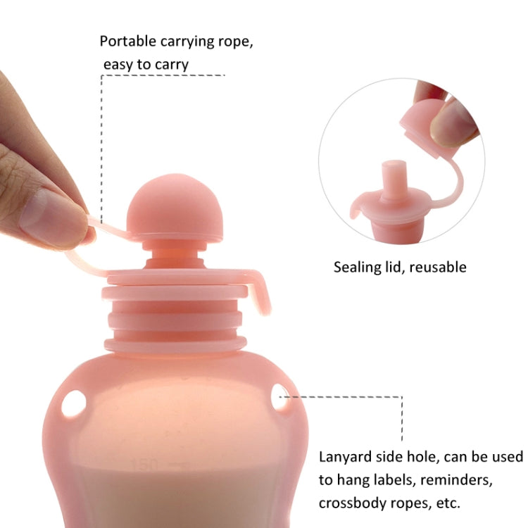 150ml Reusable Silicone Baby Food Pouches Refillable Squeeze Storage Containers(Pink) by bashfashion