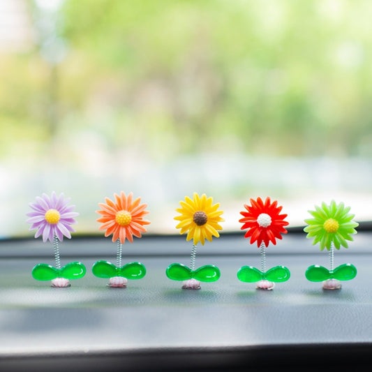 Cute Small Daisy Car Ornament Car Dashboard Shaking Decoration(Yellow) by bashfashion
