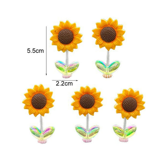 5pcs /Set Cute Sunflower Car Ornament Car Center Console Shaking Flowers Decoration, Style: A Model by bashfashion
