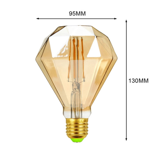 E27 Screw Port LED Vintage Light Shaped Decorative Illumination Bulb, Style: Flat Diamond Gold(110V 4W 2700K) by bashfashion