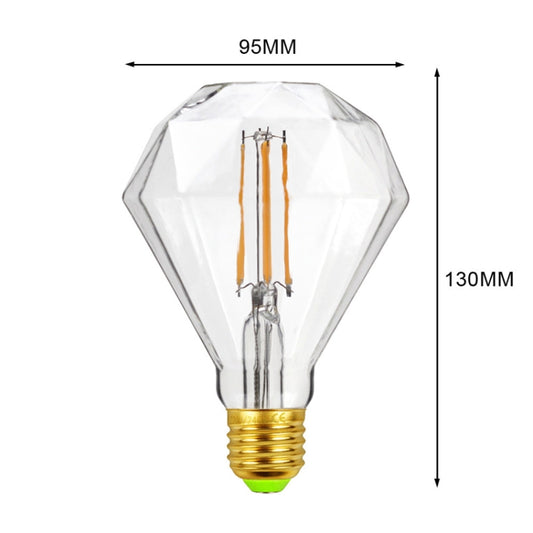 E27 Screw Port LED Vintage Light Shaped Decorative Illumination Bulb, Style: Flat Diamond Transparent(110V 4W 2700K) by bashfashion