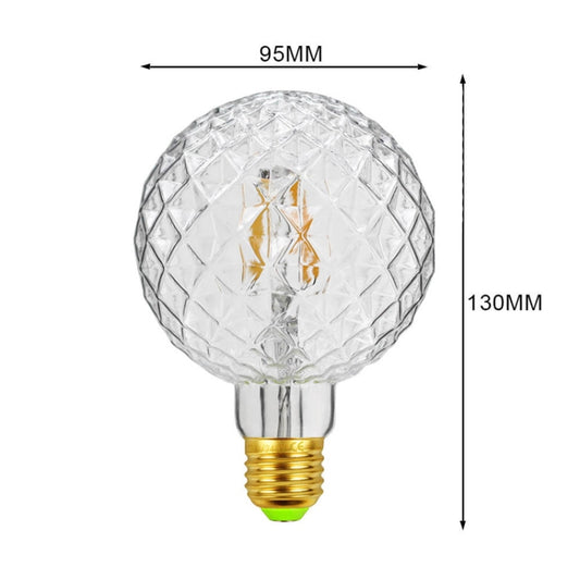 E27 Screw Port LED Vintage Light Shaped Decorative Illumination Bulb, Style: G95 Inner Pineapple Transparent(220V 4W 2700K) by bashfashion