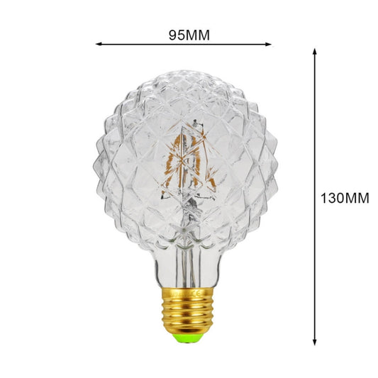 E27 Screw Port LED Vintage Light Shaped Decorative Illumination Bulb, Style: G95 Outer Pineapple Transparent(220V 4W 2700K) by bashfashion