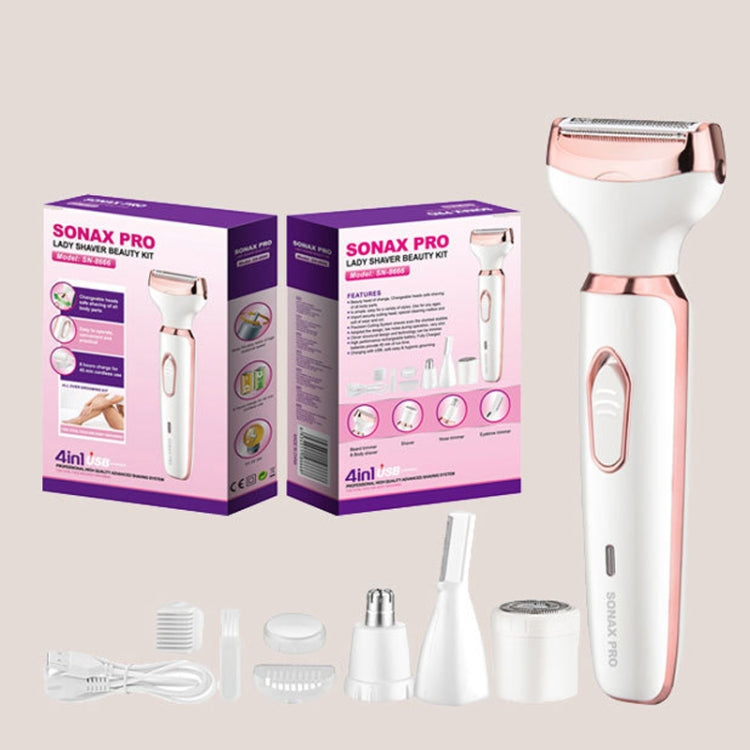 SONAX PRO SN-8666 4-in-1 Ladies Shaving Washable Rechargeable Hair Removal Device(White) by SONAX PRO
