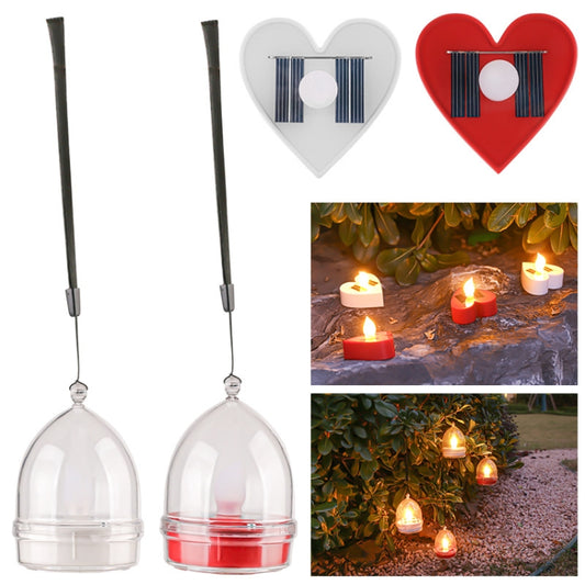 Solar Candle Light Outdoor Courtyard Villa Garden Waterproof Decoration Light, Spec: Heart Mode White Shell by bashfashion