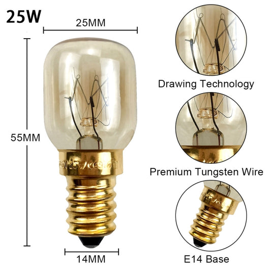 E14 Salt Crystal Lamps High Temperature Resistant Oven Light Bulb, Power: 25W Brass Lamp Head(2700K Warm White) by bashfashion