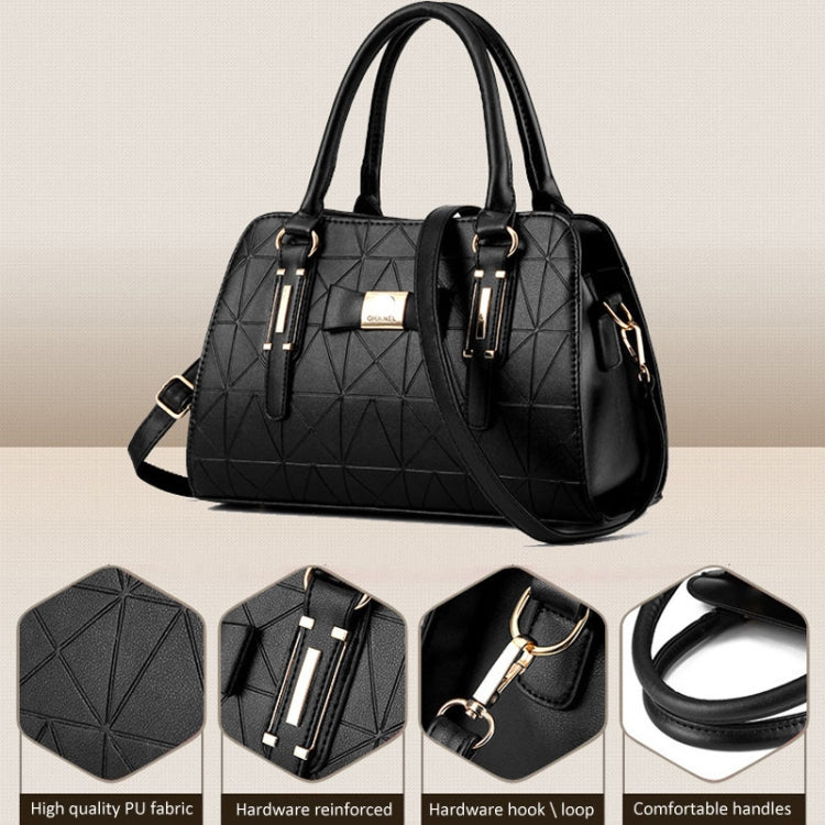 Women Bowknot Embossed Handbag Large Capacity Shoulder Bag(Black) by bashfashion