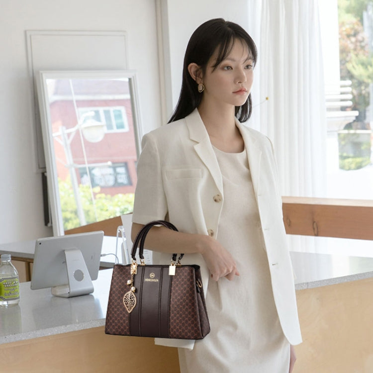 Spring Summer Lady Handbag Large Capacity Colorblocking Shoulder Crossbody Bag(Coffee) by bashfashion