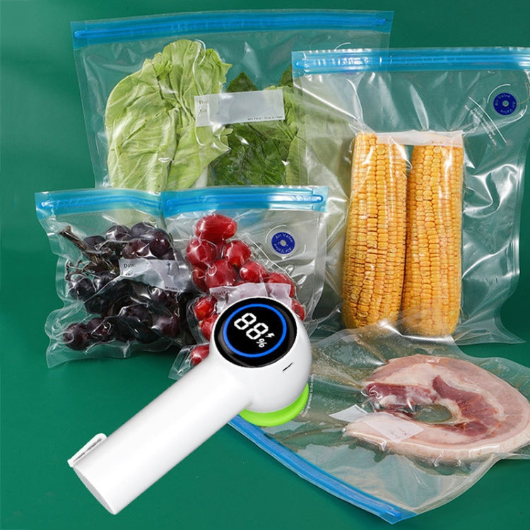 KZ-90 Digital Display Handheld Fresh-Keeping Bag Bottle Vacuum Sealer, Spec: with Lid+Cap+2 Bags by bashfashion