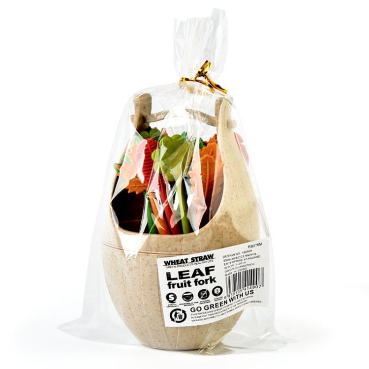 16pcs Fruit Forks + 1pc Barrel Mini Wheat Fiber Material Tableware Set Snack Dessert Forks(Blue) by bashfashion