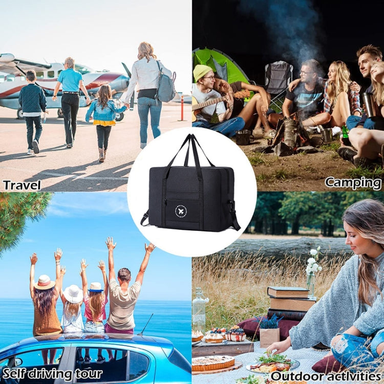 Foldable Travel Bag Shoulder Bag Airplane Suitcase For Camping Hiking, Size: Small Black by bashfashion