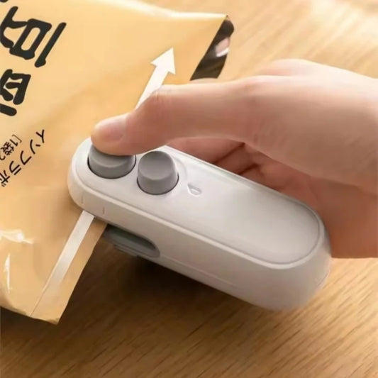 2 In 1 Vacuum Sealing Machine Portable Pressure Plastic Bag Sealing Device With Cutter(White) by bashfashion