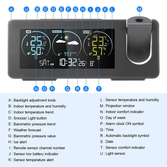 Perpetual Calendar Weather Forecast Color Screen Digital Display Projection Clock(USB) by bashfashion