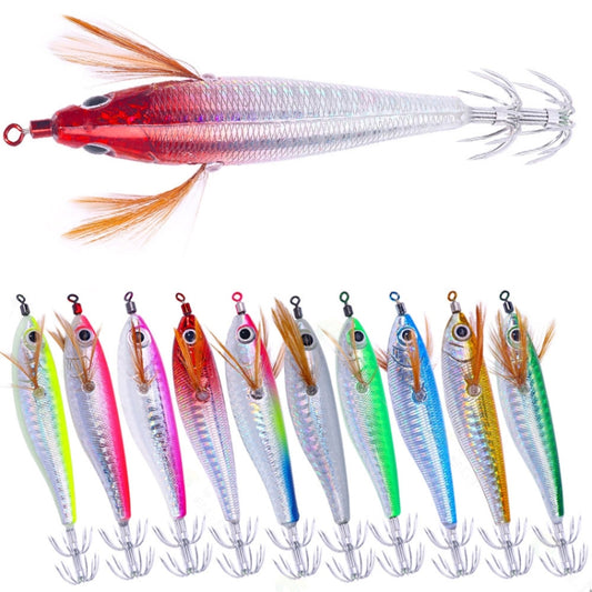 10colors /Set HENGJIA SJ055 Horizontal Luminous Wooden Shrimp Bait Bionic Faux Bait Squid Hook, Size: 10.3cm 9.4g by HENGJIA