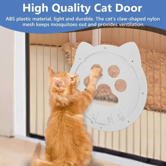 Pet Screen Door Two Way Access Magnetic Closing Cat Door Pet Products(Black) by bashfashion