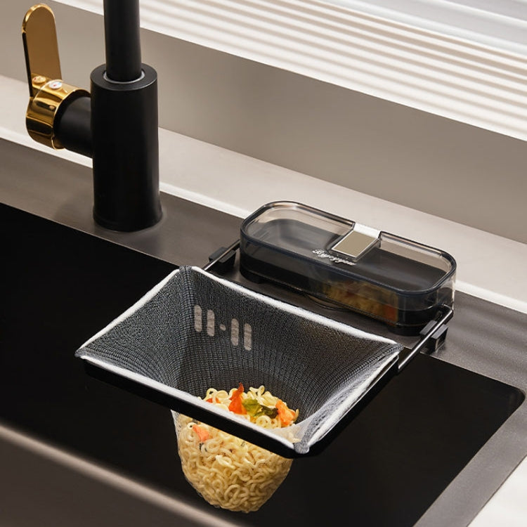 Suction Cup Kitchen Sink Filter Rack Household Draining Holder With Strainer(Transparent White) by bashfashion