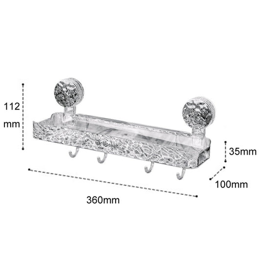 Bathroom No-Punch Suction Cup Shelf Household Restroom Wall Mounted Organizing Rack(Transparent Gray) by bashfashion
