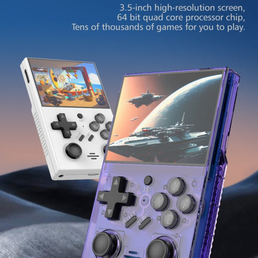 R35PLUS 3.5 Inch Handheld Game Console Built-in 64G 10,000+ Games(Transparent Purple) by bashfashion