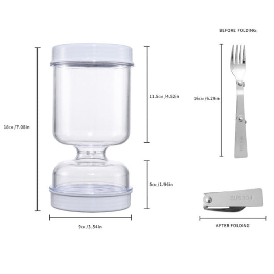 Kitchen Wet And Dry Separate Pickle Jar Plastic Wet And Dry Dispenser Hourglass Can, Style: Round Extension With Fork by bashfashion