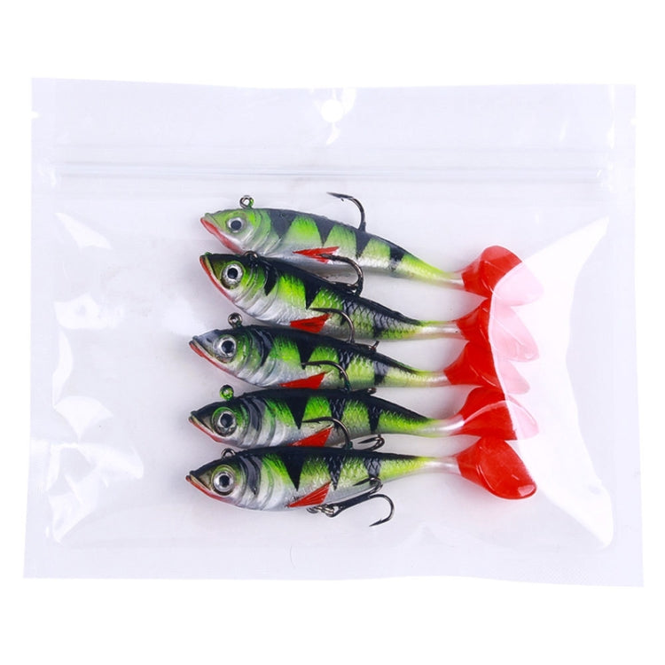 5pcs /Pack HENGJIA SO071 T-Tail Lead Fishing Lure Lua Fishing Soft Bait, Size: 8.5cm 10.6g(Red) by HENGJIA