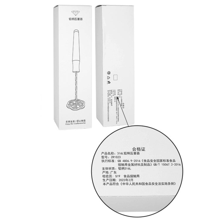 Aluminum Handle 316L Stainless Steel Potato Masher Thickened Taro Mashing Gadgets by bashfashion