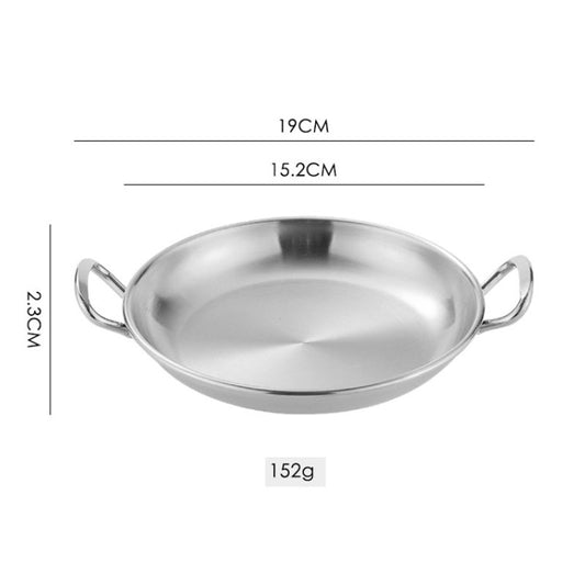 304 Stainless Steel With Double Ear Snack Tray Fried Chicken Chips Cold Dishes Candy Snacks Tray, Size: 15cm Round (Silver) by bashfashion