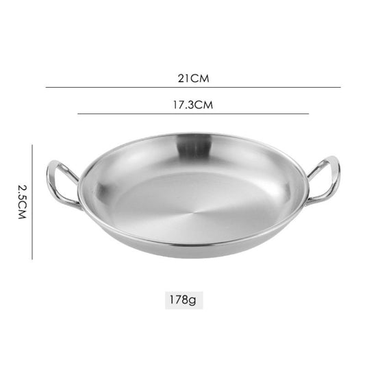 304 Stainless Steel With Double Ear Snack Tray Fried Chicken Chips Cold Dishes Candy Snacks Tray, Size: 17cm Round (Silver) by bashfashion