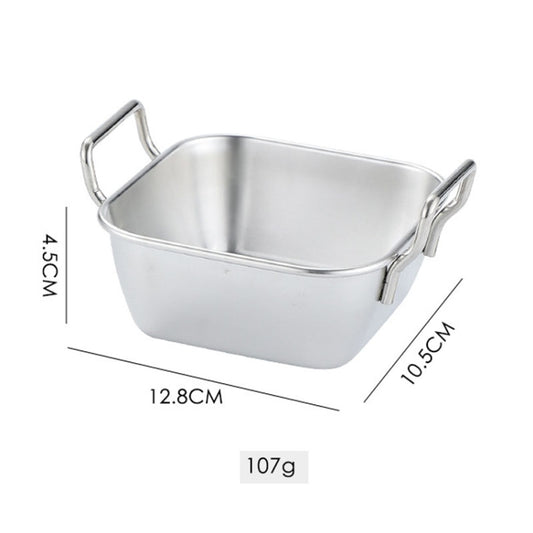 304 Stainless Steel With Double Ear Snack Tray Fried Chicken Chips Cold Dishes Candy Snacks Tray, Size: Small Square (Silver) by bashfashion