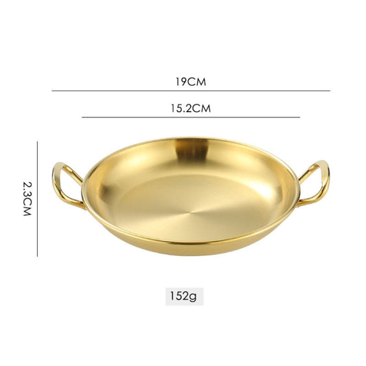 304 Stainless Steel With Double Ear Snack Tray Fried Chicken Chips Cold Dishes Candy Snacks Tray, Size: 15cm Round (Gold) by bashfashion