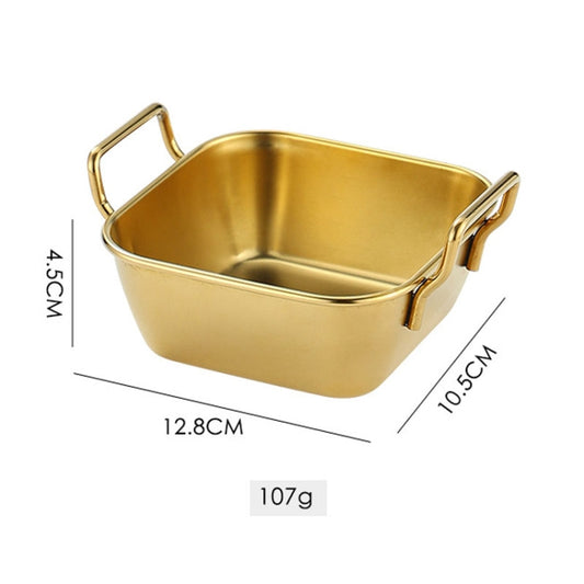304 Stainless Steel With Double Ear Snack Tray Fried Chicken Chips Cold Dishes Candy Snacks Tray, Size: Small Square (Gold) by bashfashion