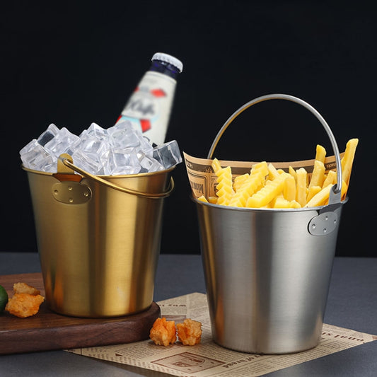 700ml 304 Stainless Steel Handheld Ice Bucket Bar Beer Chill Bucket Chips Milk Tea Snacks Barrel(Silver) by bashfashion