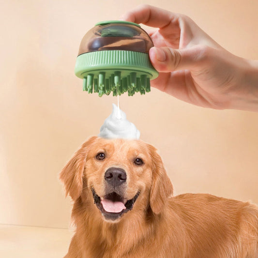 Pet Cleaning Supply Capsule Refillable Shower Gel Type Cats Dogs Bathing Massage Brush(Green) by bashfashion