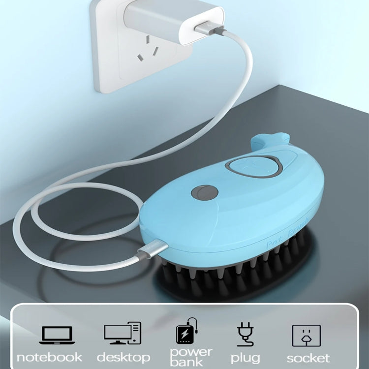 Pet Spray Steamy Brush Cat Dog Grooming Massage Comb(Whale Blue) by bashfashion