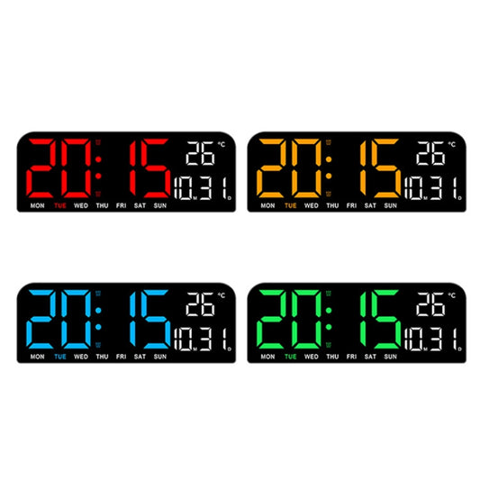 LED Screen Digital Display Desktop Alarm Clock Multifunctional Decoration Wall Clock(Blue) by bashfashion