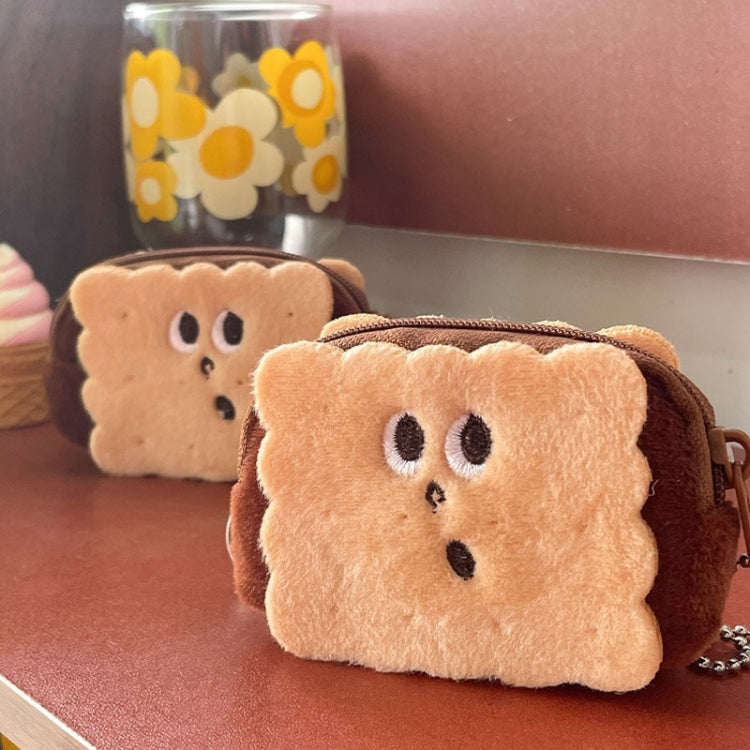 8.5x6cm Cartoon Cute Crooked Mouth Cookie Plush Coin Purse Data Cable Lipstick Storage Bag by bashfashion