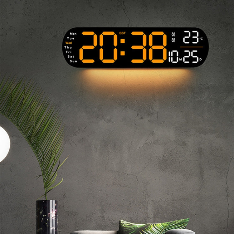 Remote Control Digital Display Atmosphere Light Wall Clock Living Room Decoration Clock, Color: Blue by bashfashion